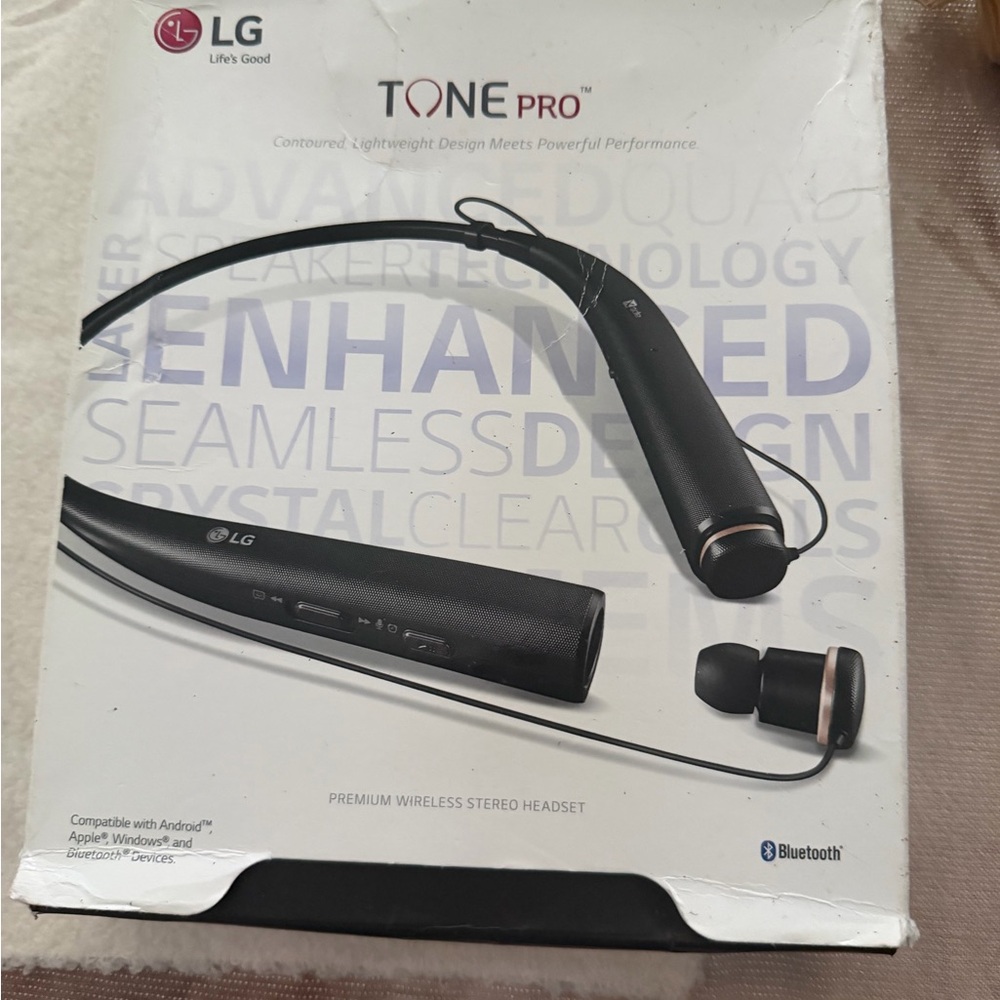 LG Wireless Headset with Black and White Design